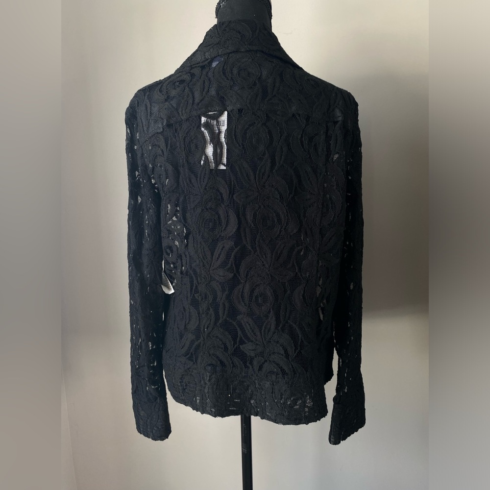 Women’s Chicos Size 2 large NWT Black lace moto jacket - Picture 6 of 10